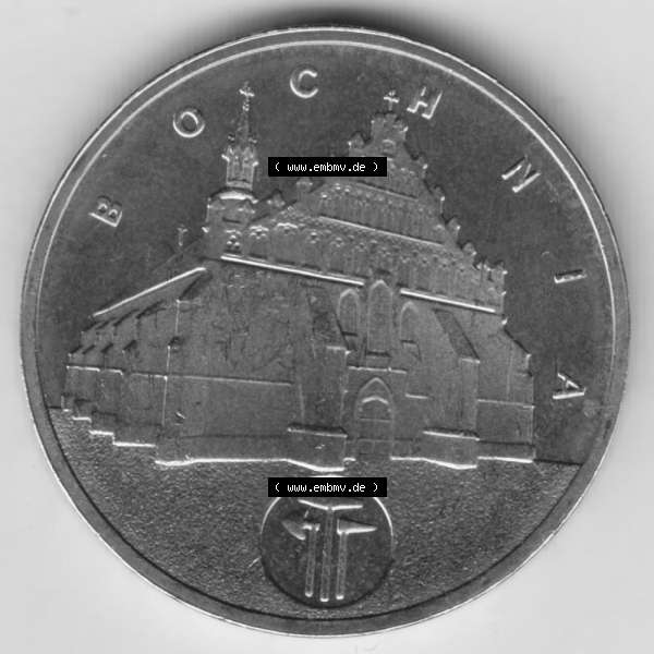 Grau bzw. s/w Münzen Polen Gedenkmünze 2006-2006, 2 Zloty, Historische Städte in Polen - Salzberg, Bild mit Rückseite der Münze als Bildmaterial Sammlung Graustufen