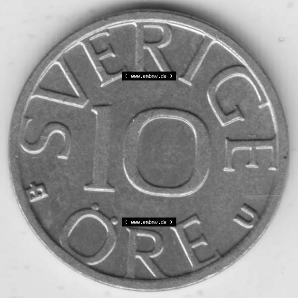 Grau bzw. s/w Münzen Schweden Umlaufmünze 1976-1991, 10 Öre 1986. Münzen aus Schweden als Bildmaterial für Sammler und Münzen-Webseiten hier im online Katalog und Datenbank... Sammlung Graustufen