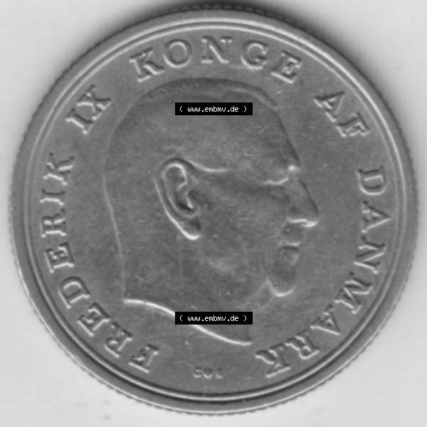 Grau bzw. s/w Münzen Dänemark Umlaufmünze 1960-1972, 1 Krone 1965, König Frederick IX. Vorderseite der alten dänischen Umlaufmünze aus Dänemark zum katalogisieren... Sammlung Graustufen