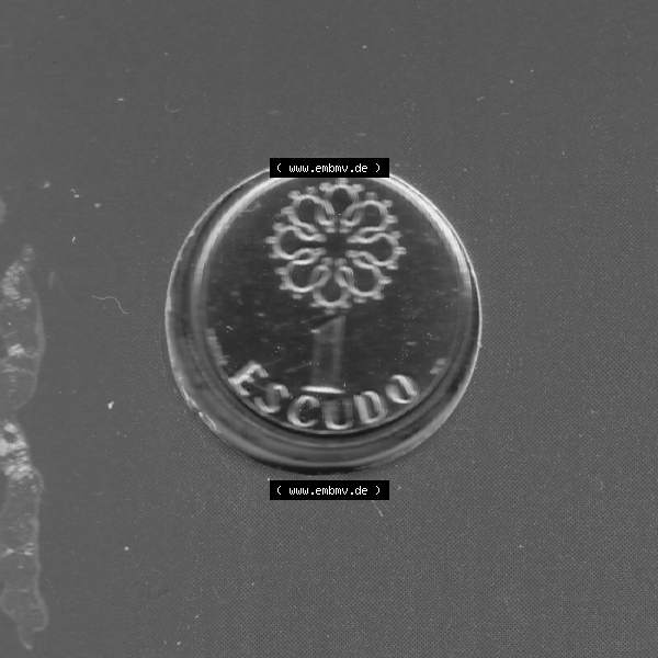 Grau bzw. s/w Münzen Portugal KMS Umlaufmünze 1987, 1 Escudo. Vorderseite der Escudo Umlaufmünze aus Portugal vor EInführung der Euromünzen in Portugal zum katalogisieren im vor... Sammlung Graustufen