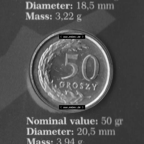 Grau bzw. s/w Münzen Polen KMS Umlaufmünze 1995, 50 Groszy (2) Sammlung Graustufen
