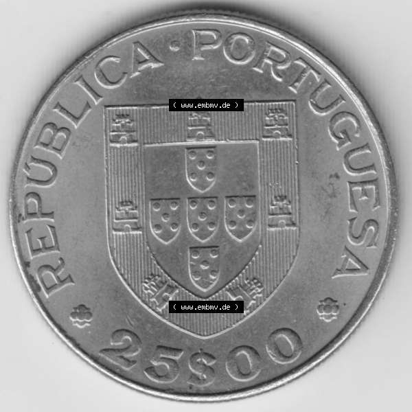 Grau bzw. s/w Münzen Portugal Gedenkmünze 1981-1981, 25 Escudos, Ano Internacional do Deficiente 1981 Internationales Jahr der Behinderten. Vorderseite der Gedenkmünze aus Portugal... Sammlung Graustufen