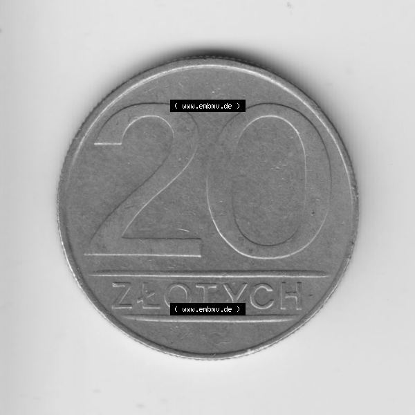 Grau bzw. s/w Münzen Polen Umlaufmünze 1984-1988, 20 Zlotych 1987 (2) Sammlung Graustufen