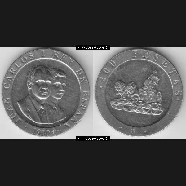 Grau bzw. s/w Münzen Spanien Umlaufmünze 1990-1990, Peseteas - Peseten 1990 (3) Sammlung Graustufen