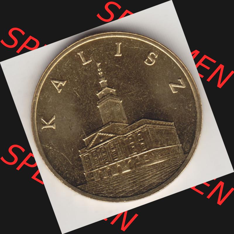 Münzen Polen Gedenkmünze 2006-2006, 2 Zloty, Historische Städte Polens - Kalisz, Bild mit Rückseite der Münze als Bildmaterial Sammlung