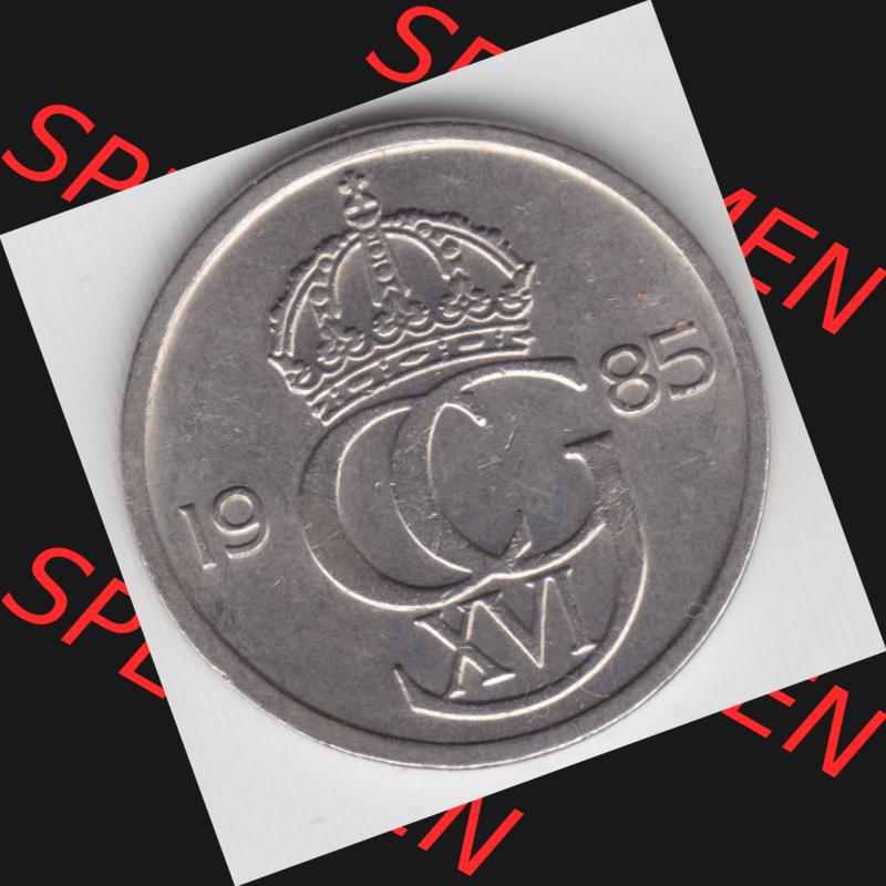 Münzen Schweden Umlaufmünze 1976-1991, 50 Öre 1985, Bild mit Vorderseite der Münze als Bildmaterial Sammlung
