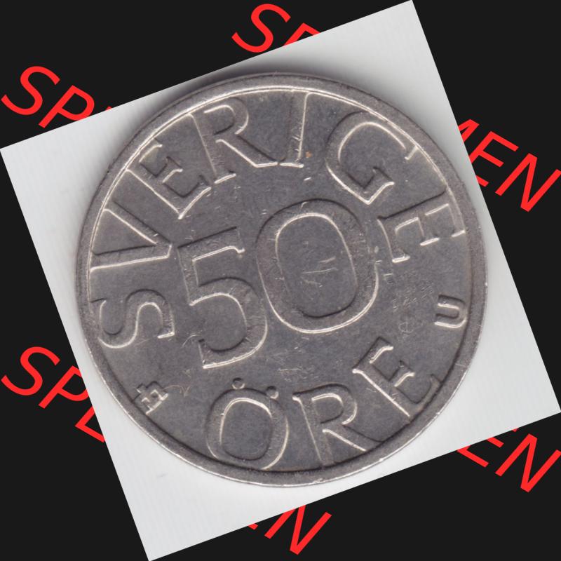 Münzen Schweden Umlaufmünze 1976-1991, 50 Öre 1985, Bild mit Rückseite der Münze als Bildmaterial Sammlung