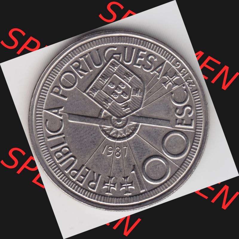 Münzen Portugal Gedenkmünze 1987-1987, 100 Escudo, Diogo Cao 1486. Vorderseite der Gedenkmünze aus Portugal zum katalogisieren im Münzen-Katalog und der Verwaltung... Sammlung