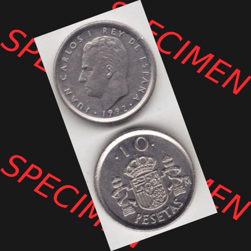 Münzen Spanien Umlaufmünze 1992-1992, 10 Peseten 1992, Münze aus Spanien, Umlaufmünze / aus Zahlungsverkehr mit Münzseiten Vertikal / Untereinander auf... Sammlung