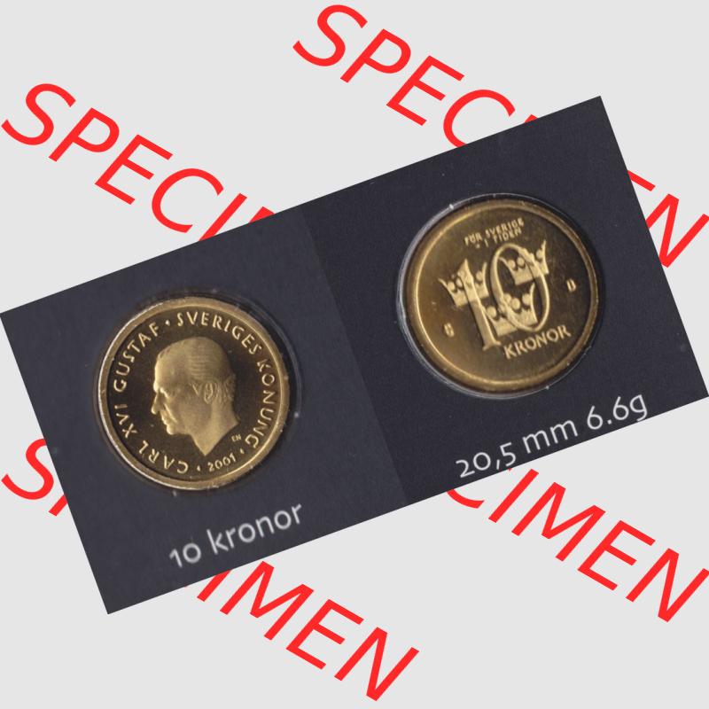 Münzen Schweden Umlaufmünze 2001-2009, 10 Kronen 2001 KMS, Bild mit Vollansicht als Bildmaterial Sammlung