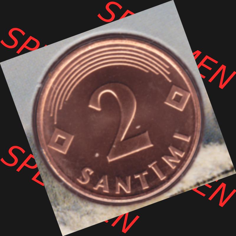 Münzen Lettland Umlaufmünze 1992-2009, 2 Centimes 2000, Bild mit Rückseite der Münze als Bildmaterial Sammlung