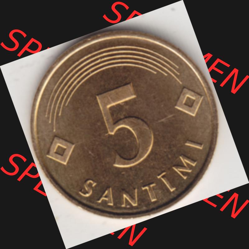 Münzen Lettland Umlaufmünze 1992-2009, 5 Santimi 1992, Bild mit Rückseite der Münze als Bildmaterial Sammlung