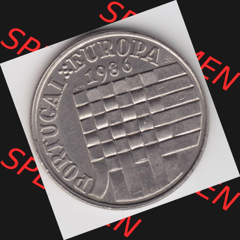 Münzen Portugal Gedenkmünze 1986-1986, 25 Escudos Portugal-Europa 1986. Rückseite der portugiesischen Gedenkmünze aus Portugal vor der Euro-Einführung in Portugal... Sammlung