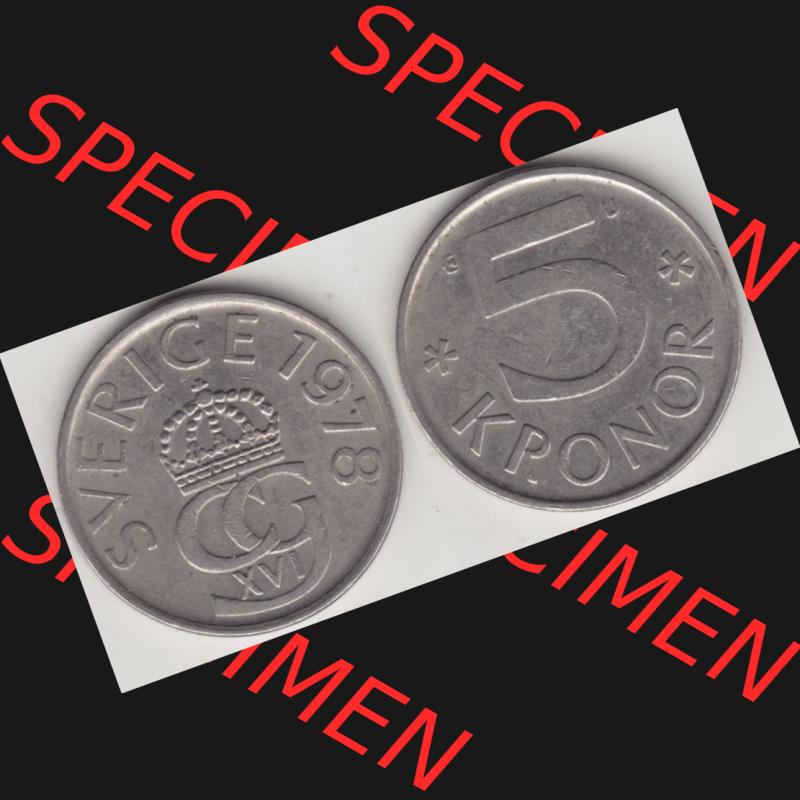 Münzen Schweden Umlaufmünze 1976-1990, 5 Kronen 1978, Bild mit Vollansicht als Bildmaterial Sammlung