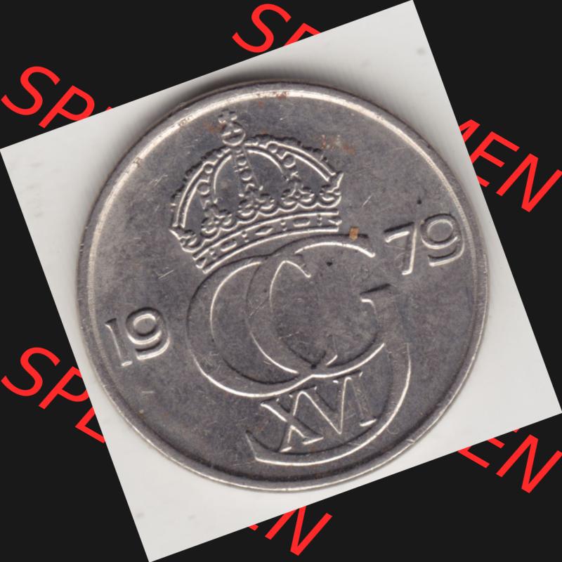 Münzen Schweden Umlaufmünze 1976-1991, 50 Öre 1979, Bild mit Vorderseite der Münze als Bildmaterial Sammlung