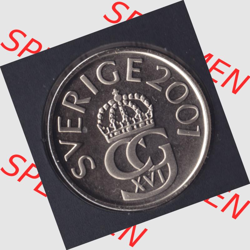 Münzen Schweden Umlaufmünze 1993-2009, 5 Kronen 2001 KMS, Bild mit Vorderseite der Münze als Bildmaterial Sammlung