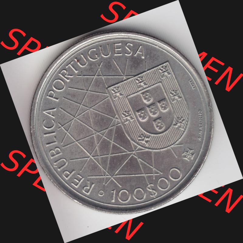 Münzen Portugal Gedenkmünze 1989-1989, 100 Escudos, Arouipelago Dos Acores, 1439-1989. Vorderseite der Gedenkmünze aus Portugal zum katalogisieren im Münzen-Katalog... Sammlung