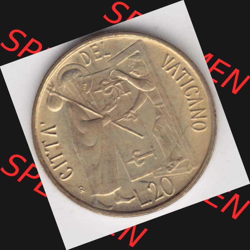 Münzen Vatikan / Vatikanstadt Umlaufmünze 1981-1981, 20 Lire Papst Johannes Paul II, Bild mit Rückseite der Münze als Bildmaterial. Münze aus dem Vatikan... Sammlung
