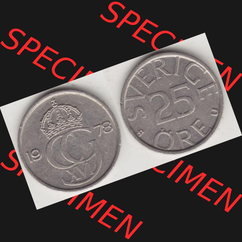 Münzen Schweden Umlaufmünze 1976-1984, 25 Öre 1978, Bild mit Vollansicht als Bildmaterial Sammlung