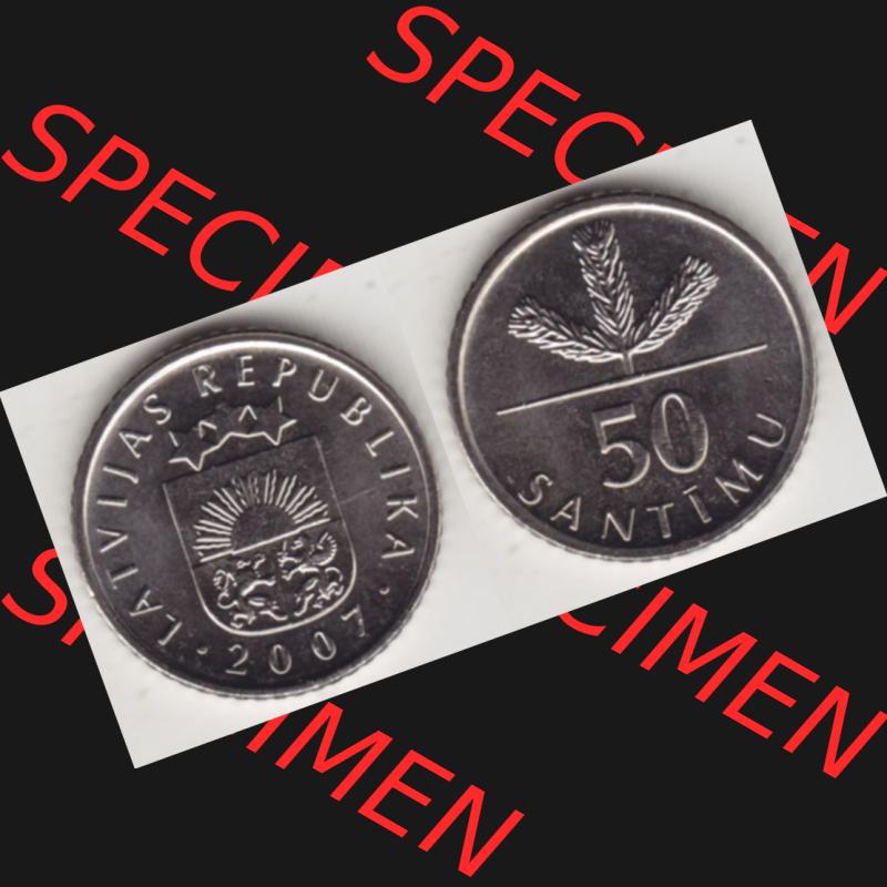 Münzen Lettland Umlaufmünze 1992-2009, 50 Santimu 2007, Bild mit horizontaler Vollansicht als Bildmaterial Sammlung