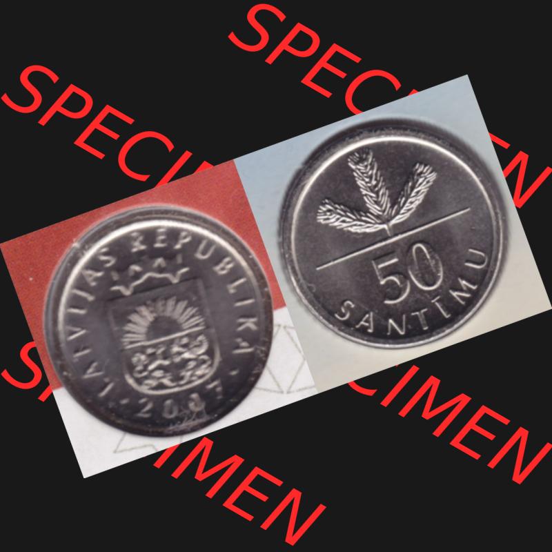 Münzen Lettland Umlaufmünze 1992-2009, 50 Centimes 2007, aus Münzensatz Bild mit horizontaler Vollansicht als Bildmaterial Sammlung