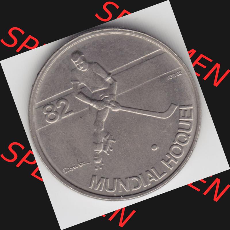 Münzen Portugal Gedenkmünze 1982-1982, 5 Escudo Mundial Hoquei Rollhockey-Weltmeisterschaft 1982. Rückseite der portugiesischen Gedenkmünze aus Portugal vor der Euro-Einführung... Sammlung