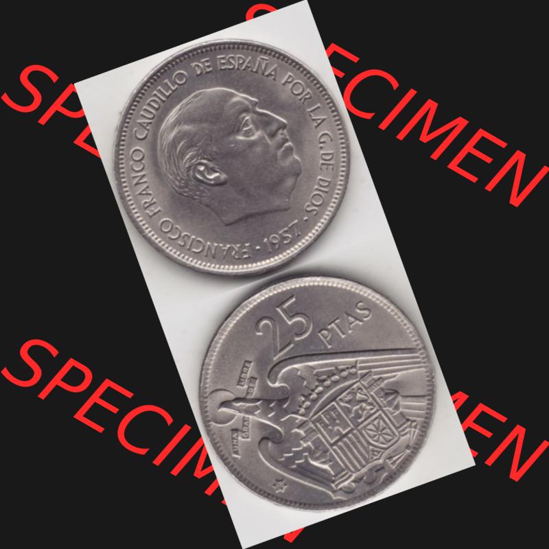 Münzen Spanien Umlaufmünze 1957-1957, 25 Peseten 1968, Münze aus Spanien, Umlaufmünze / aus Zahlungsverkehr mit Münzseiten Vertikal / Untereinander auf... Sammlung