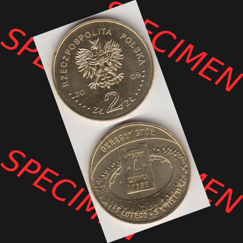 Münzen Polen Gedenkmünze 2009-2009, 2 Zloty, Parlamentswahlen am 4. Juni 1989, Münzseiten Untereinander als Bildmaterial Sammlung