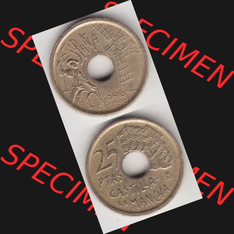 Münzen Spanien Umlaufmünze 1996-1996, 25 PTAS - Peseten 1996, Münze aus Spanien, Umlaufmünze / aus Zahlungsverkehr mit Münzseiten Vertikal / Untereinander... Sammlung