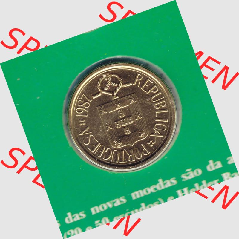 Münzen Portugal KMS Umlaufmünze 1987, 5 Escudo. Rückseite der portugiesischen Umlaufmünze aus Portugal vor der Euro-Einführung in Portugal zum katalogisieren im portugiesischen... Sammlung
