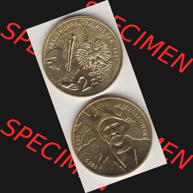 Münzen Polen Gedenkmünze 2007-2007, 2 Zloty, Polnische Maler - Leon Wyczolkowski, Münzseiten Untereinander als Bildmaterial Sammlung