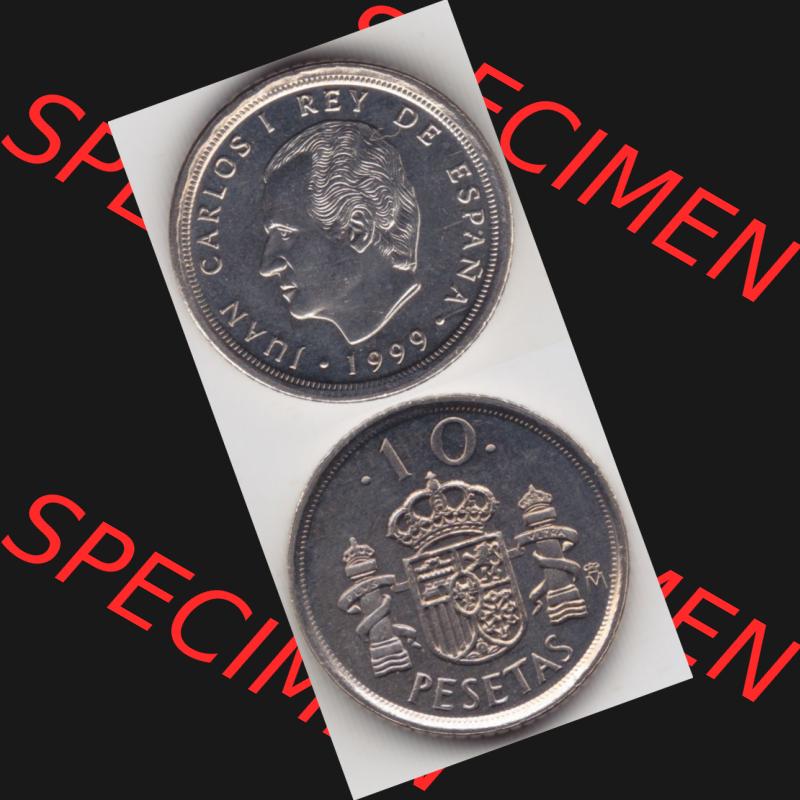 Münzen Spanien Umlaufmünze 1998-2000, 10 Pesetas, Peseten 1999, Münze aus Spanien, Umlaufmünze / aus Zahlungsverkehr mit Münzseiten Vertikal / Untereinander... Sammlung
