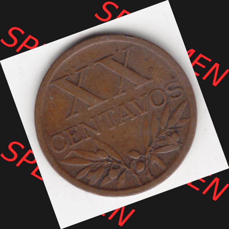 Münzen Portugal Umlaufmünze 1942-1969, 20 Centavos 1949. Vorderseite der Escudo Umlaufmünze aus Portugal vor EInführung der Euromünzen in Portugal zum katalogisieren... Sammlung