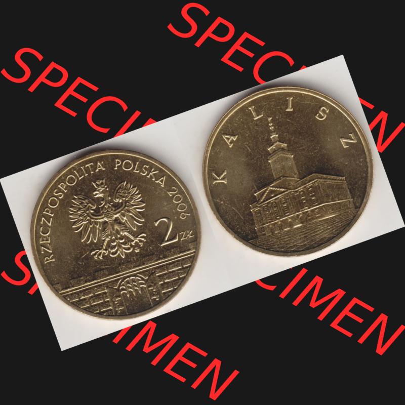 Münzen Polen Gedenkmünze 2006-2006, 2 Zloty, Historische Städte Polens - Kalisz, Bild mit Vollansicht als Bildmaterial Sammlung