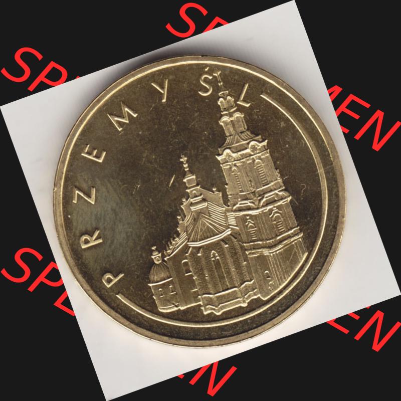 Münzen Polen Gedenkmünze 2007-2007, 2 Zloty, Historische Städte in Polen - Przemysl, Bild mit Rückseite der Münze als Bildmaterial Sammlung