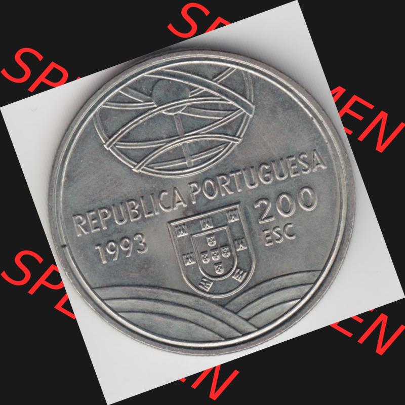 Münzen Portugal Gedenkmünze 1993-1993, 200 Escudos Espingarda 1543-1575. Vorderseite der Gedenkmünze aus Portugal zum katalogisieren im Münzen-Katalog und der Verwaltung... Sammlung
