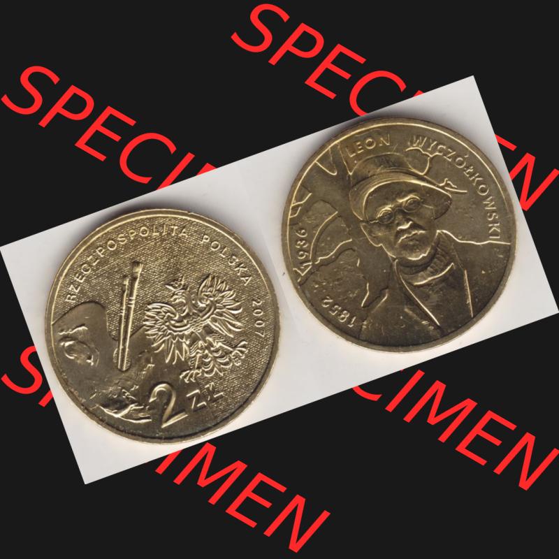 Münzen Polen Gedenkmünze 2007-2007, 2 Zloty, Polnische Maler - Leon Wyczolkowski, Bild mit Vollansicht als Bildmaterial Sammlung