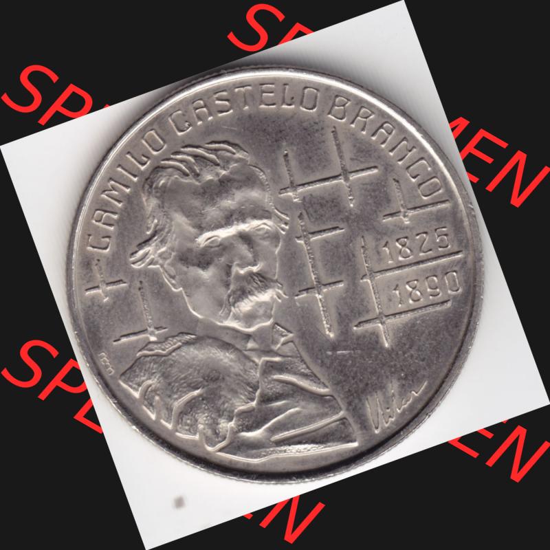 Münzen Portugal Gedenkmünze 1990-1990, 100 Escudos, Camilo Castelo Braiico. Rückseite der portugiesischen Gedenkmünze aus Portugal vor der Euro-Einführung in... Sammlung