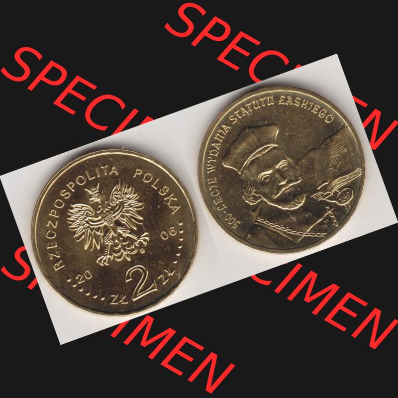 Münzen Polen Gedenkmünze 2006-2006, 2 Zloty, 500. Jahrestag - Proklamation des Statuts von Jan Laski, Bild mit Vollansicht als Bildmaterial Sammlung
