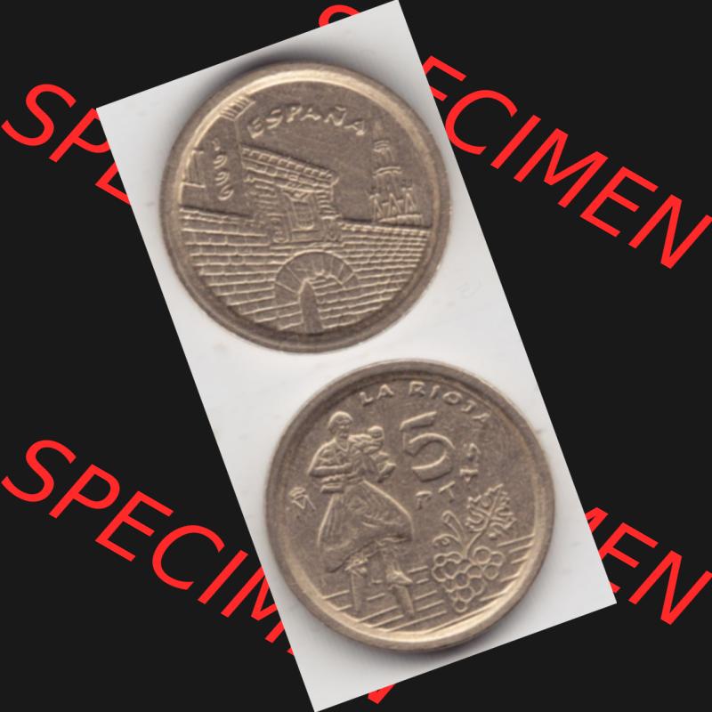 Münzen Spanien Umlaufmünze 1996-1996, 5 Peseten 1996, Münze aus Spanien, Umlaufmünze / aus Zahlungsverkehr mit Münzseiten Vertikal / Untereinander auf... Sammlung