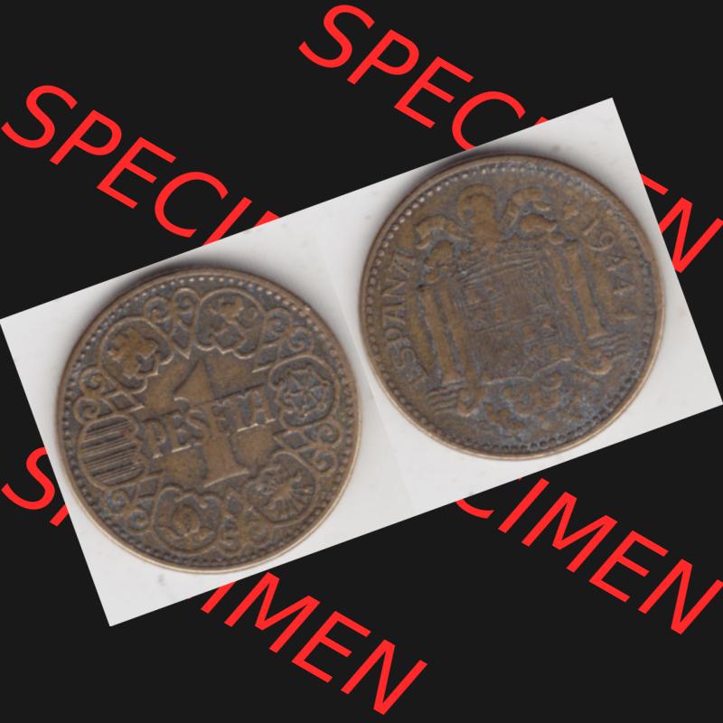 Münzen Spanien Umlaufmünze 1944-1944, 1 Pesete 1944, Bild mit Vollansicht als Bildmaterial Sammlung