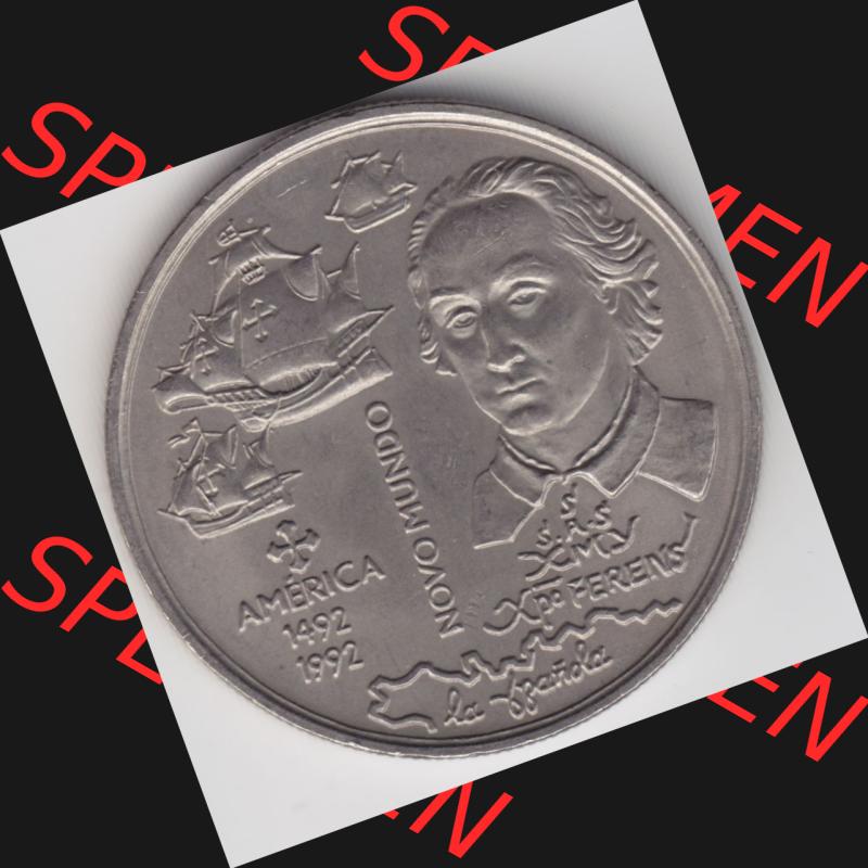 Münzen Portugal Gedenkmünze 1992-1992, 200 Escudos, America 1492-1992, Novomundo, Xpo Perens. Rückseite der portugiesischen Gedenkmünze aus Portugal vor... Sammlung