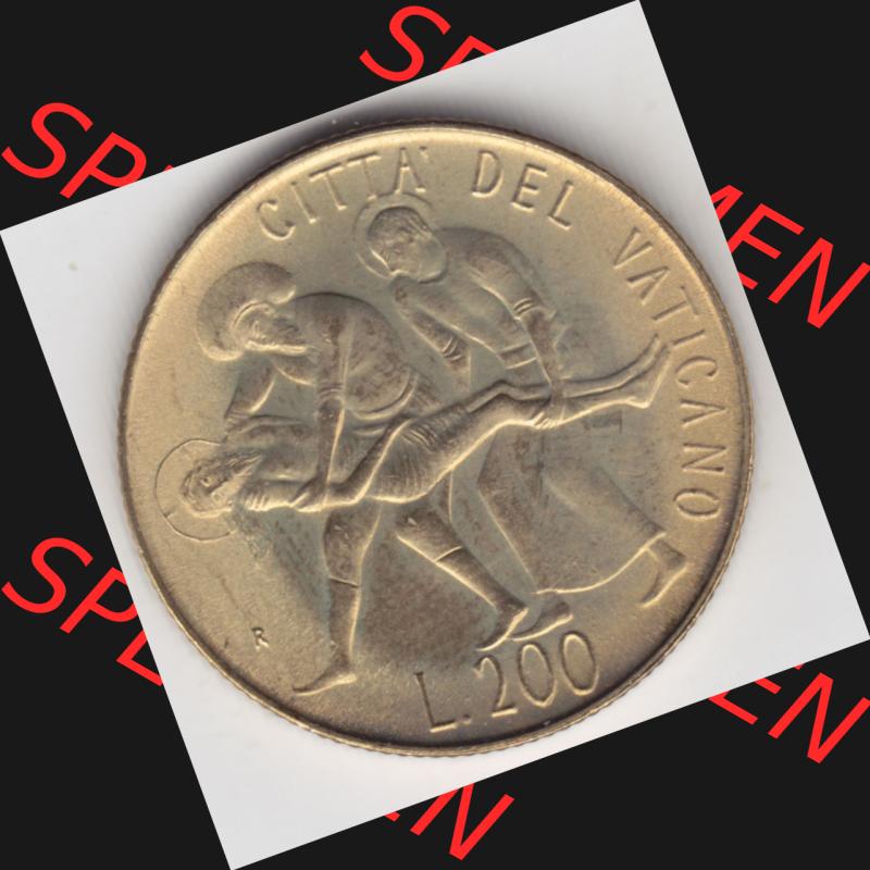 Münzen Vatikan / Vatikanstadt Umlaufmünze 1981-1981, 200 Lire Papst Johannes Paul II, Bild mit Rückseite der Münze als Bildmaterial. Münze aus dem Vatikan... Sammlung