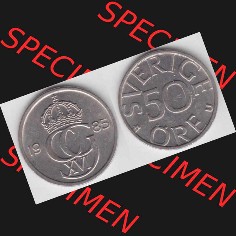 Münzen Schweden Umlaufmünze 1976-1991, 50 Öre 1985, Bild mit Vollansicht als Bildmaterial Sammlung