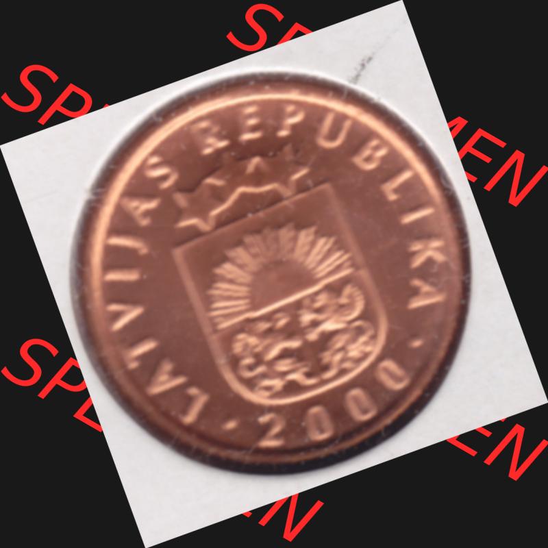 Münzen Lettland Umlaufmünze 1992-2009, 2 Centimes 2000, Bild mit Vorderseite der Münze als Bildmaterial Sammlung