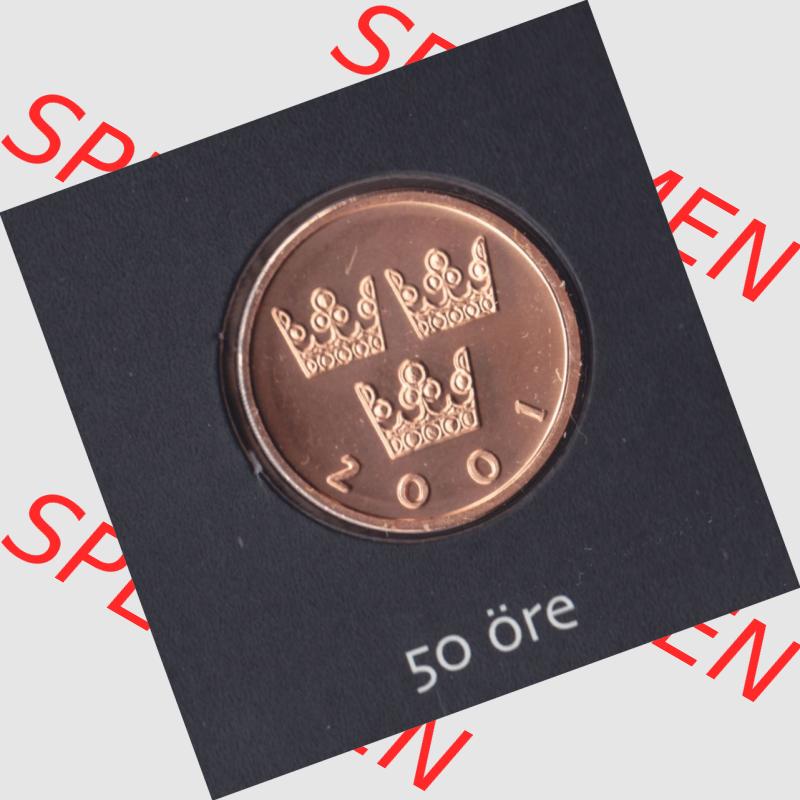 Münzen Schweden Umlaufmünze 1992-2009, 50 Öre 2001 KMS, Bild mit Vorderseite der Münze als Bildmaterial Sammlung