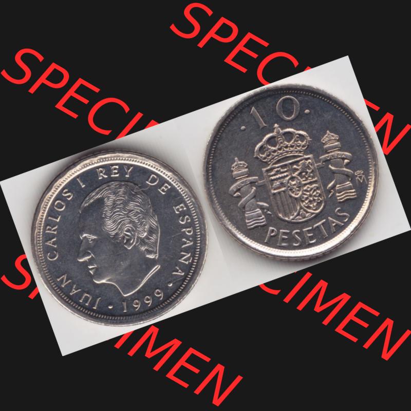 Münzen Spanien Umlaufmünze 1998-2000, 10 Pesetas, Peseten 1999, Bild mit Vollansicht als Bildmaterial Sammlung