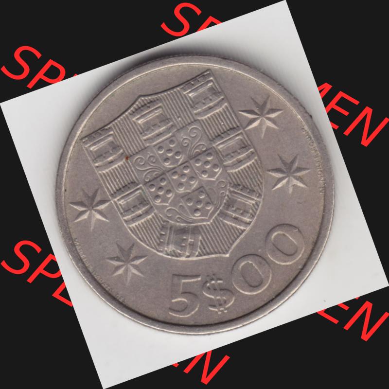 Münzen Portugal Umlaufmünze 1963-1986, 5 Escudos 1984. Vorderseite der Escudo Umlaufmünze aus Portugal vor EInführung der Euromünzen in Portugal zum katalogisieren... Sammlung