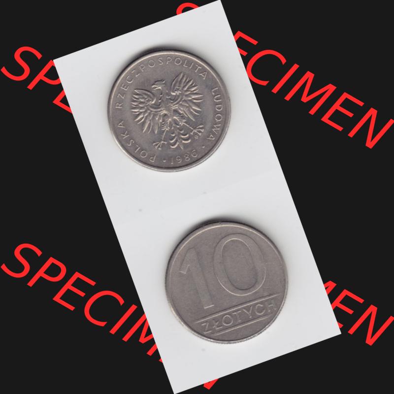 Münzen Polen Umlaufmünze 1984-1988, 10 Zlotych 1986, Münzseiten Untereinander als Bildmaterial Sammlung