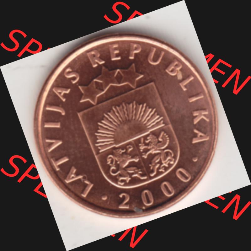Münzen Lettland Umlaufmünze 1992-2009, 2 Santimi 2000, Bild mit Vorderseite der Münze als Bildmaterial Sammlung